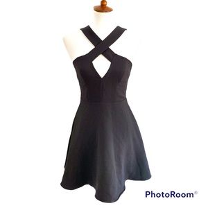 Lulu’s Black cross front fit and flare dress new with tag size XS